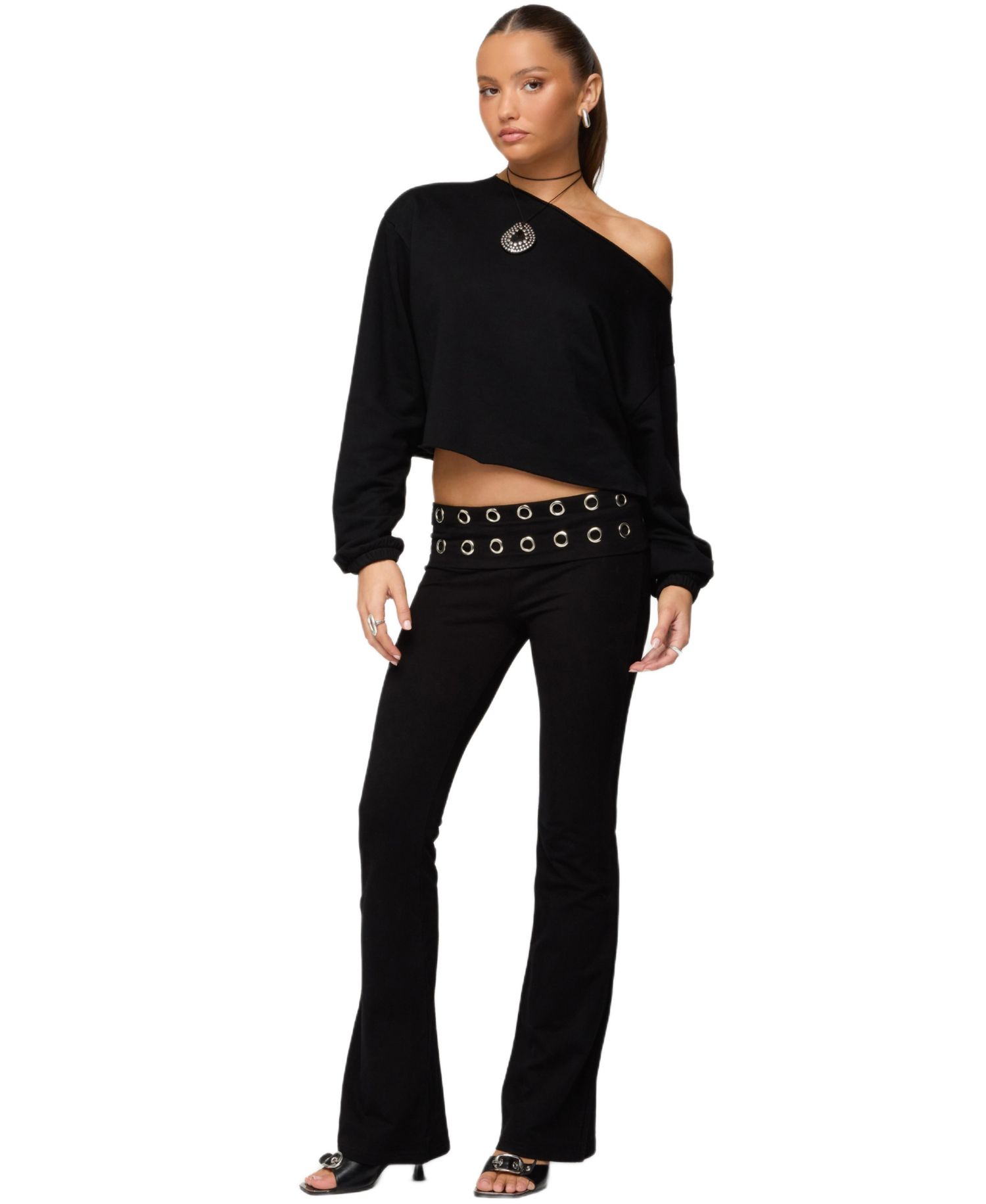Women's Nairobi Grommet Foldover Flared Leggings