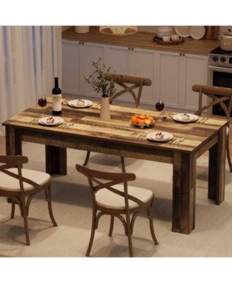 Rectangular Dining Table for 4–6, Large Kitchen Table with Spacious Tabletop, Farmhouse Dinner Table for Dining Room and Kitchen