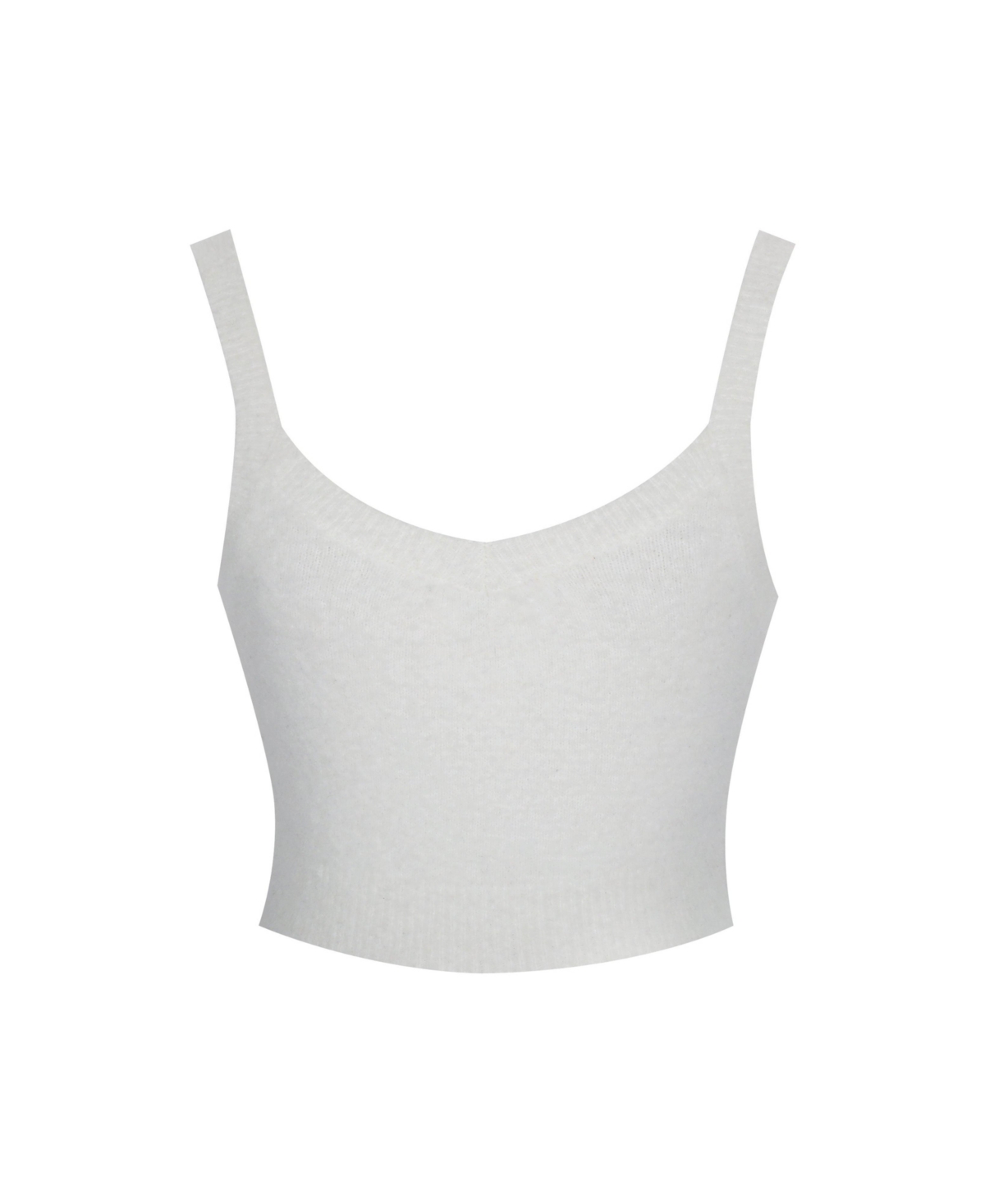 Miss Circle Women's Selene White Wool-Blend Ribbed Knit V-Neck Top