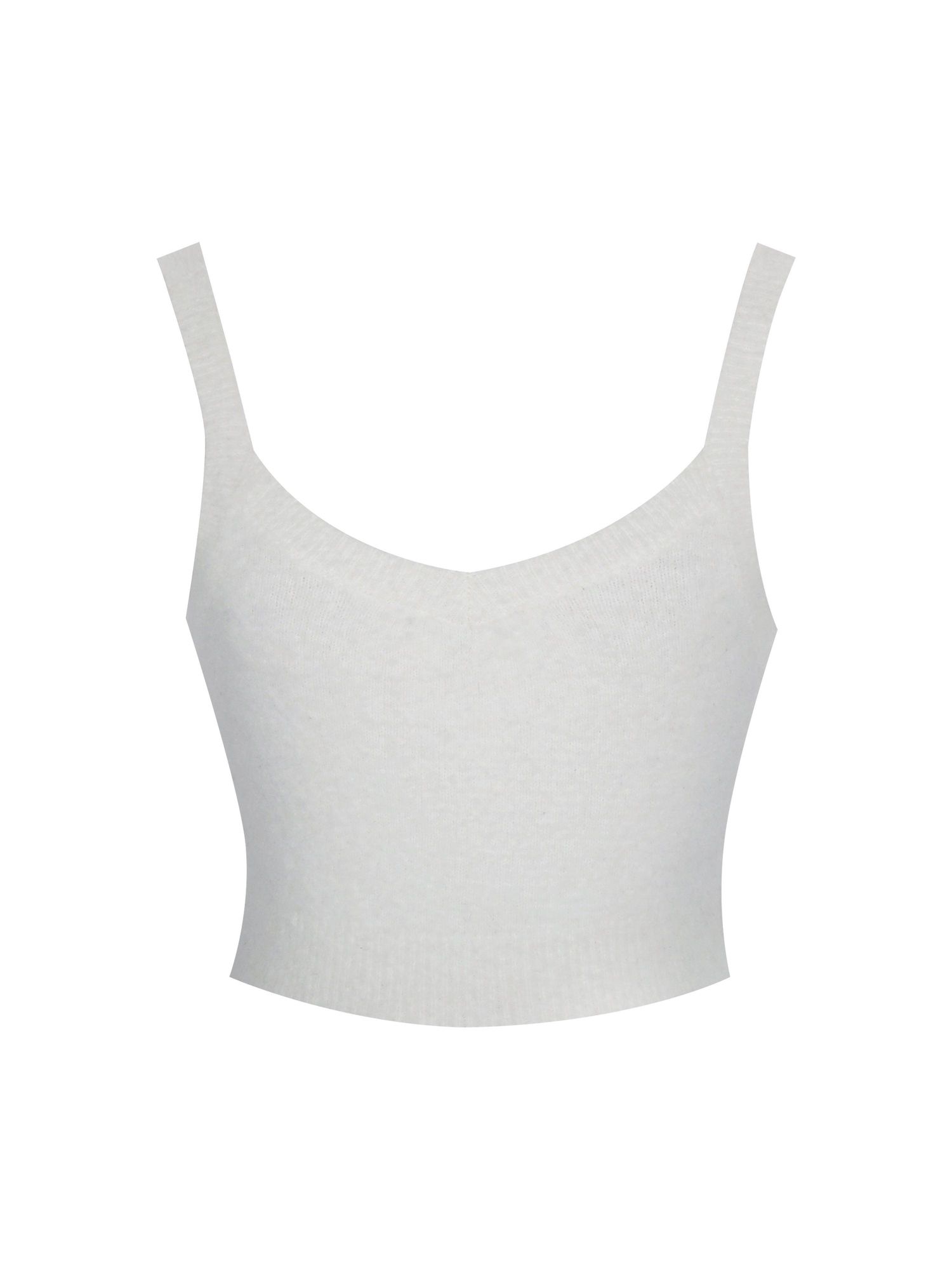 Women's Selene White Wool-Blend Ribbed Knit V-Neck Top