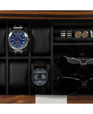 Luxury PU Leather Watch, Cufflinks & Sunglasses Organizer