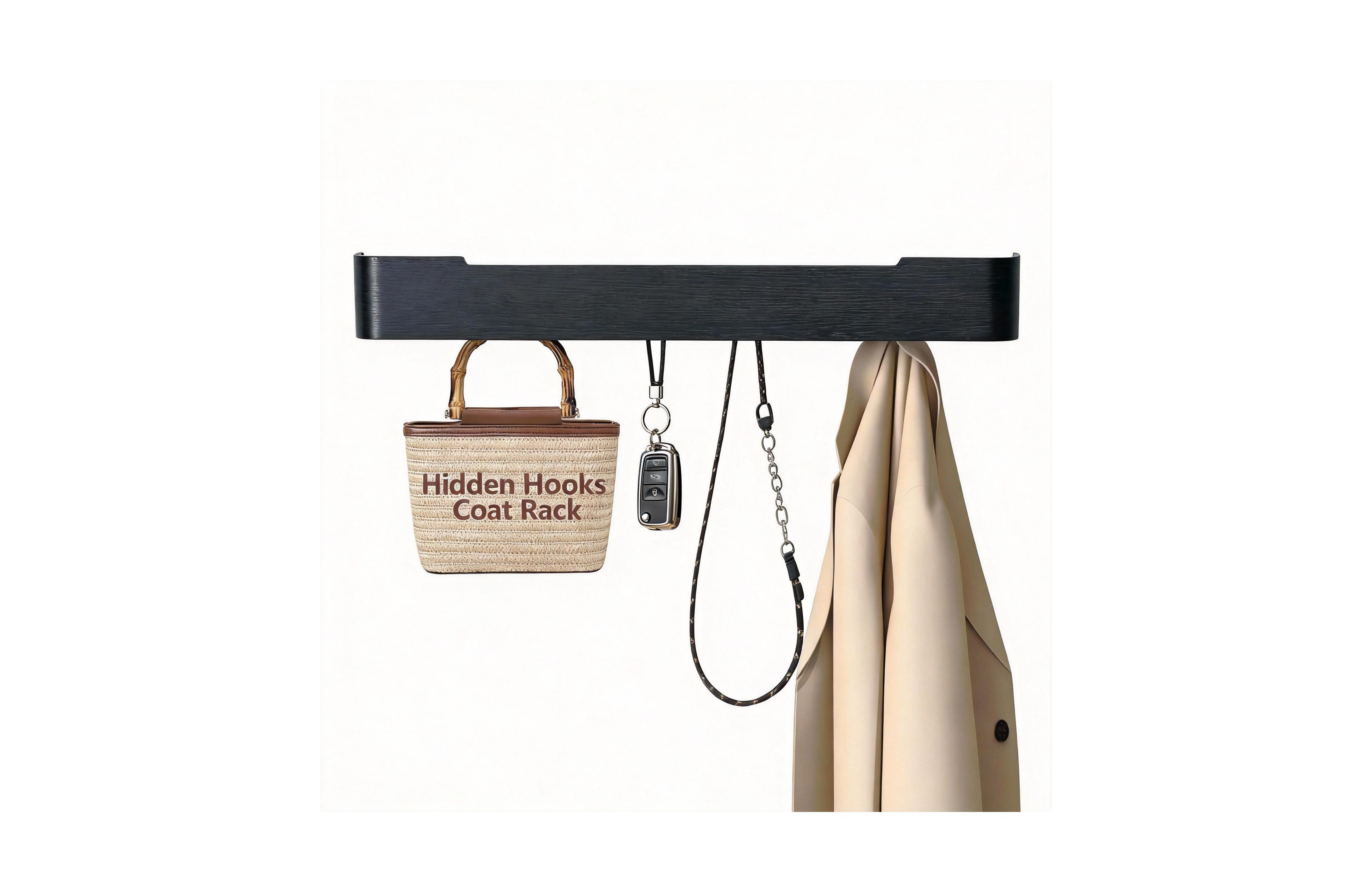 Yigii Solid Wood Wall Rack with 8 Hooks for Home Decor and Storage