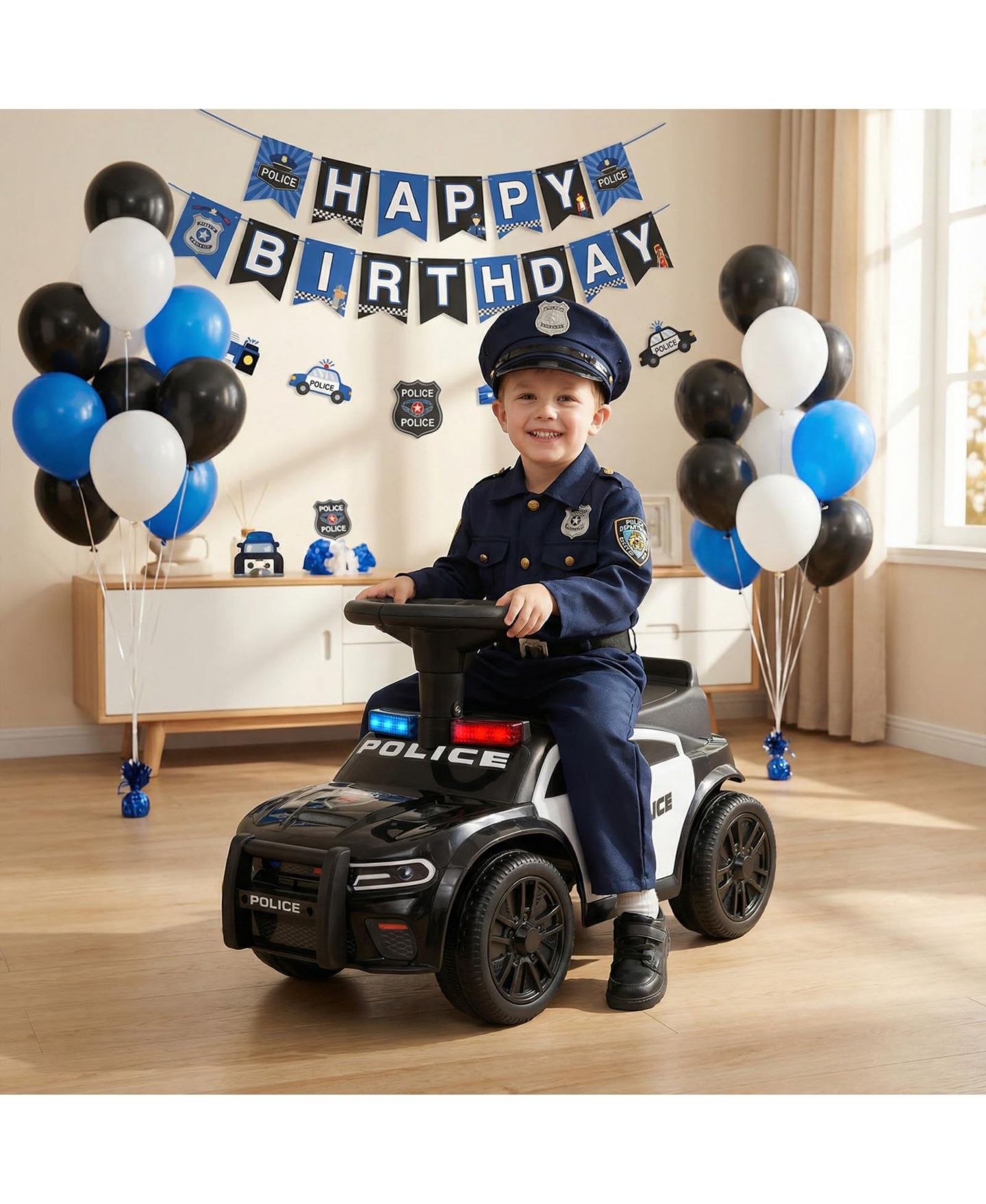 Детская игрушка Mecale Toddler Police Sliding Car with Under-Seat Storage, Ages 18 Months+, цвет: Чёрный — фото 9
