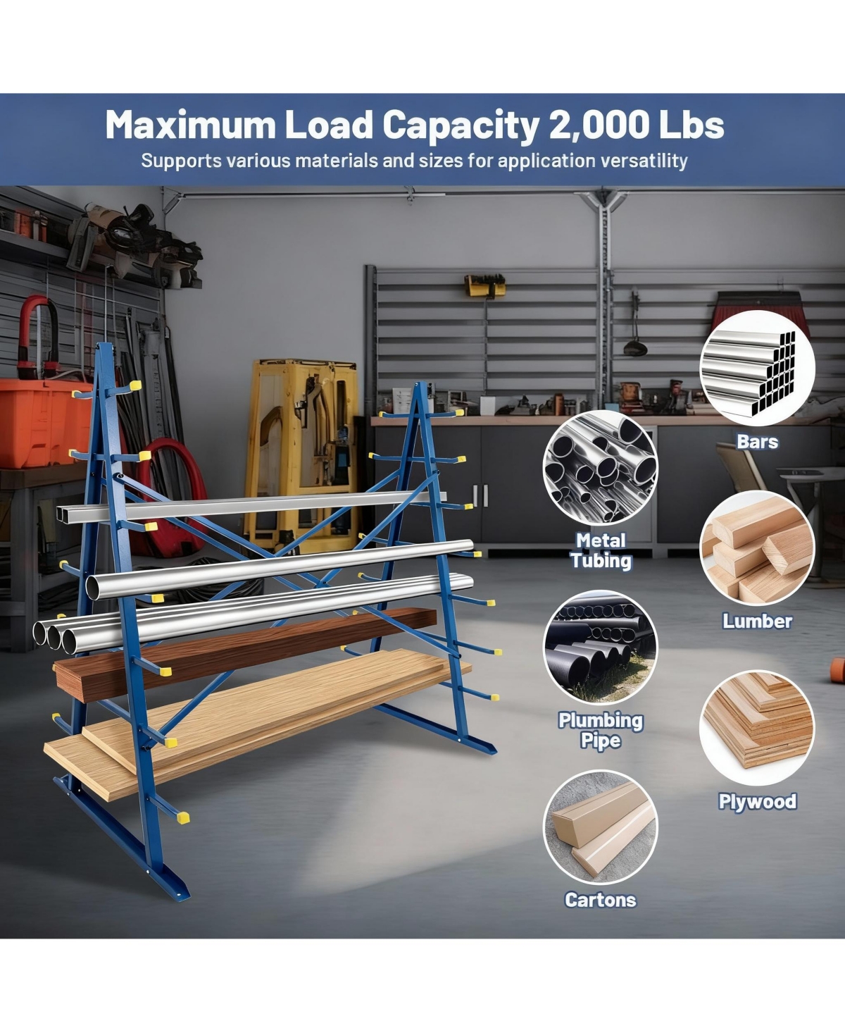 Yigii Adjustable Bar Pipe Storage Rack, 7 Levels