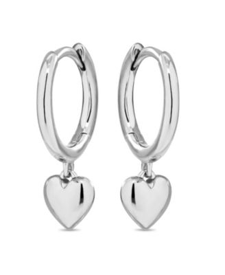 Heart Hoop Earrings in Rhodium Plated Sterling Silver