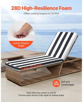 74 x 22 x 3 in Chaise Lounge Cushion Set of 2, Waterproof Fade-Resistant Sun Lounger Cushions with Ties