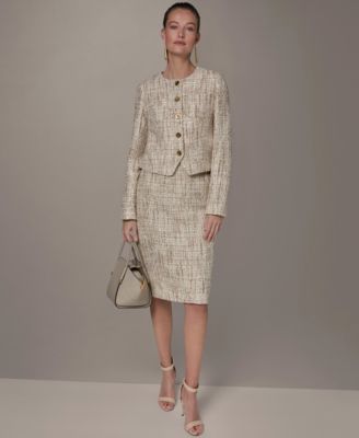 Petite Button-Front Cropped Jacket