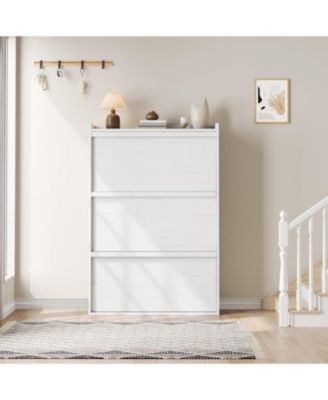 Wooden Shoe Cabinet with 3 Flip Drawers – Adjustable Shelf Shoe Organizer, Hidden Freestanding Shoe Storage for Entryway, Hallway, Living Room