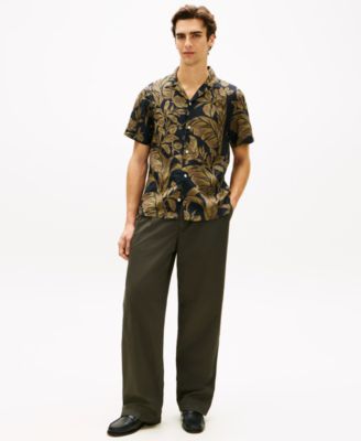 Men's Linen All-Over Floral Short-Sleeve Print Shirt