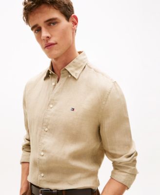 Men's Button-Down Linen Long Sleeve Shirt