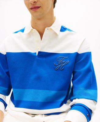 Men's Relaxed-Fit Stripe Rugby Polo Shirt