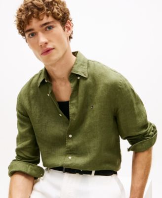 Men's Button-Down Linen Long Sleeve Shirt