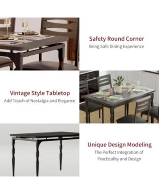 5 Piece Dining Table Set Industrial Style Dining Table and Chairs Set for 4 Kitchen Table Set for Dining Room Kitchen Apartment
