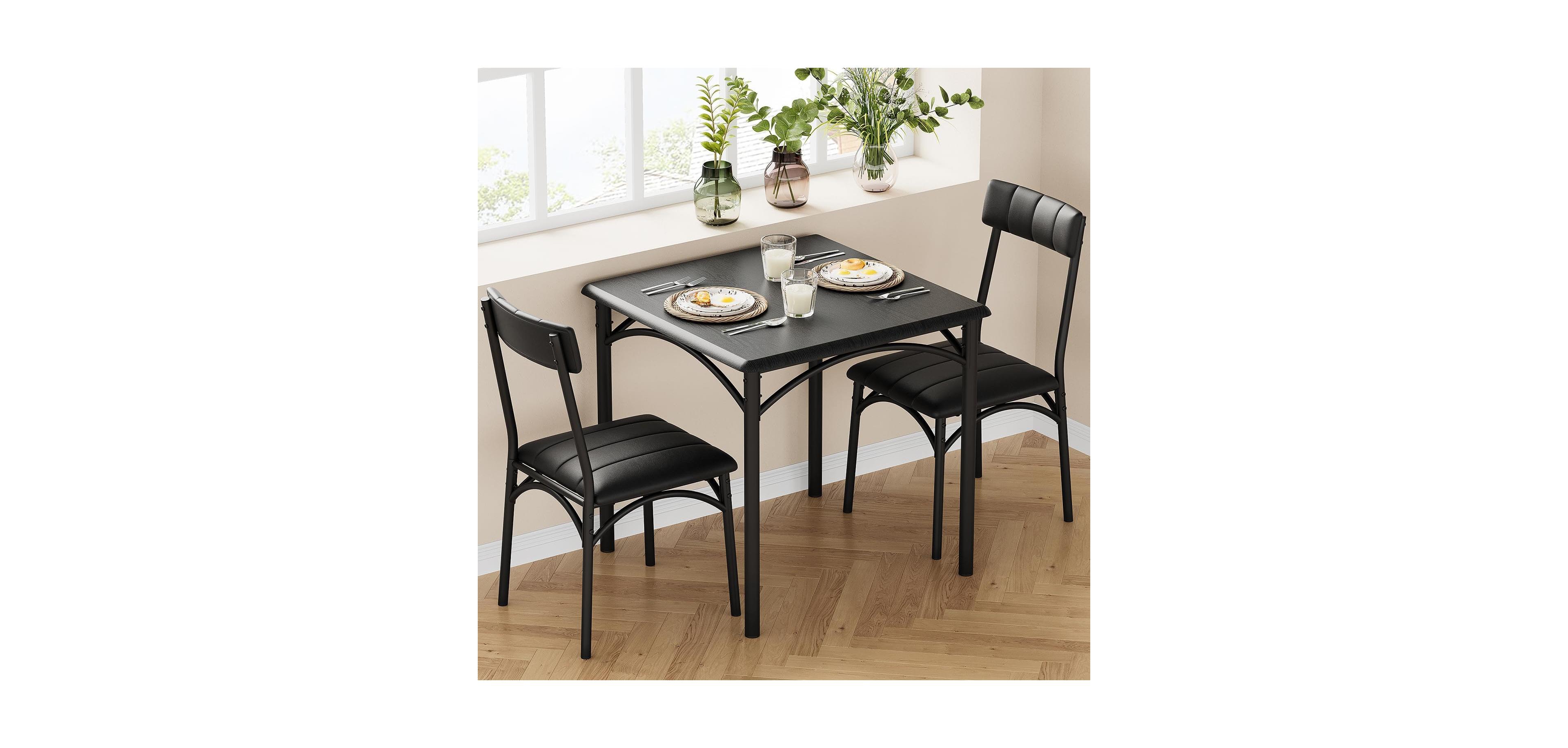 gaomon Dining Table Set for 2 Kitchen Table and Chairs for 2 with Upholstered Chairs 3 Piece Dining Room Table Set Square Kitchen Table Set