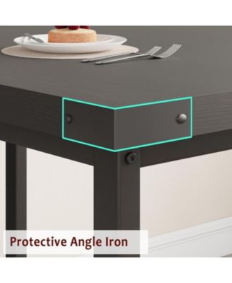 Dining Table Set for 4-6 63 Inch Extendable Wood Dining Room Table with Corner Protector and 2 Upholstered Benches Kitchen Table