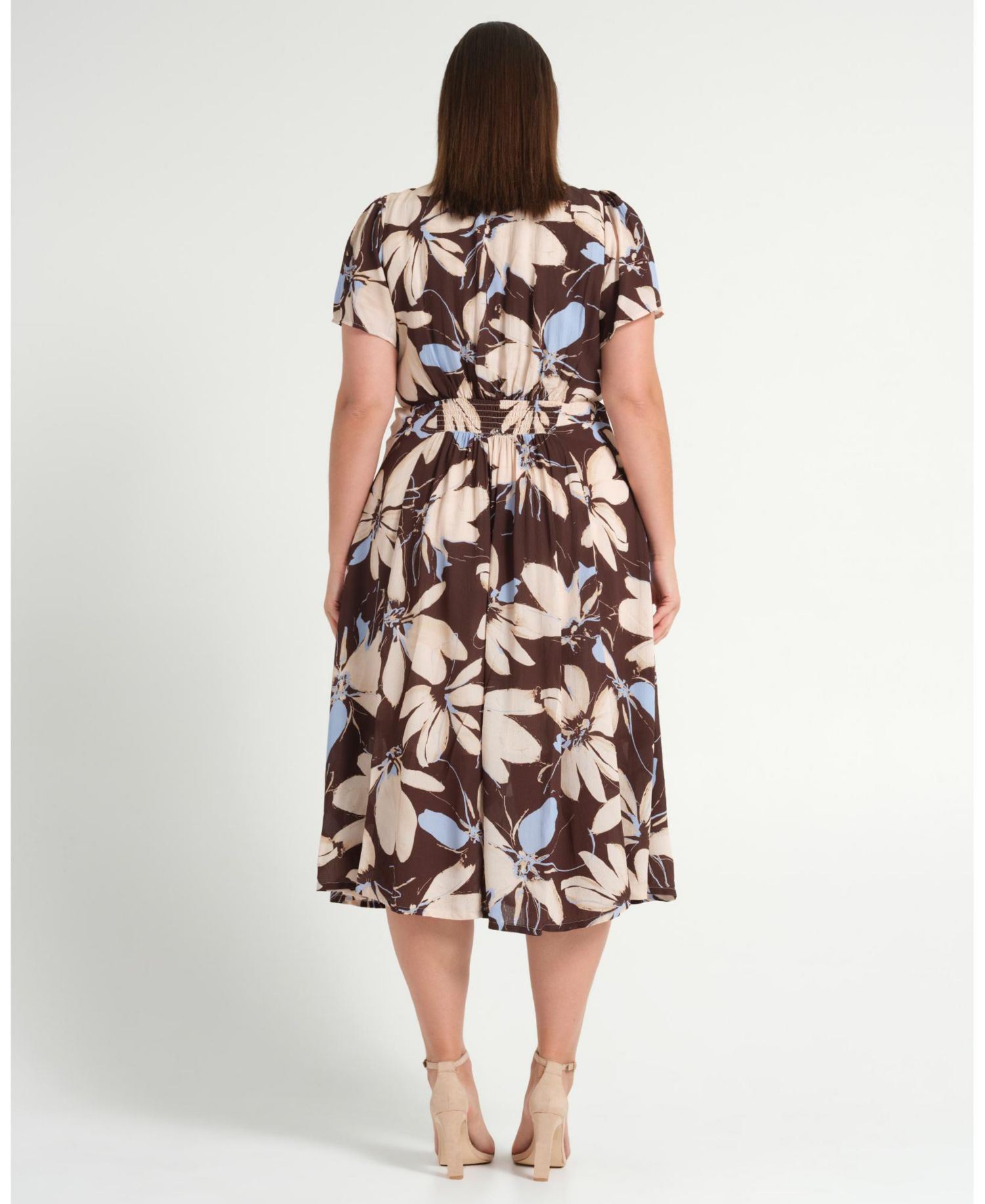 Plus Size Caroline Floral Empire Waist Midi Dress