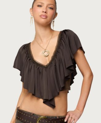 Women's Deena Ruffled V Neck Top