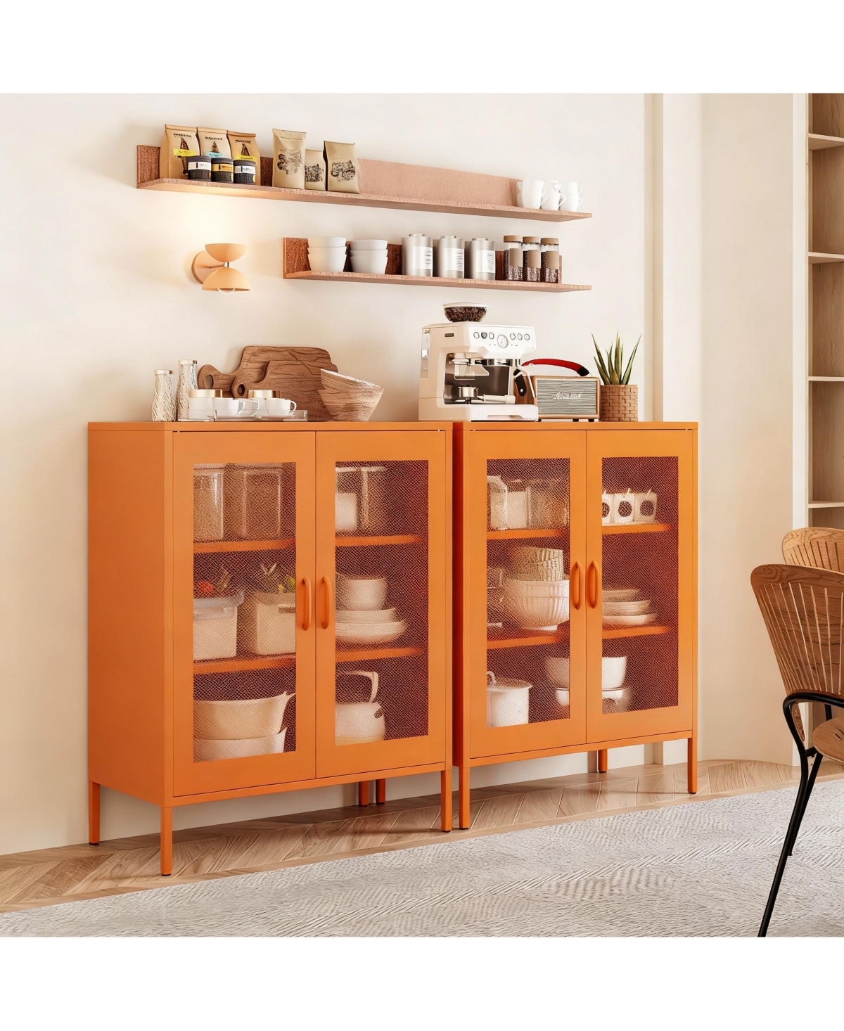 Yigii Metal Storage Cabinet with 2 Mesh Doors and Adjustable Shelves for Home