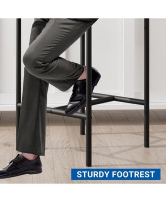 Set of 2 PU Upholstered Counter-Height Bar Stools with Back and Footrest