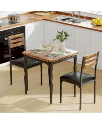 Dining Table Set for 2 Dining Table and Chairs Set of 2 3 Piece Dining Table Set with Spiral Table Legs for Small Spaces Kitchen Apartment