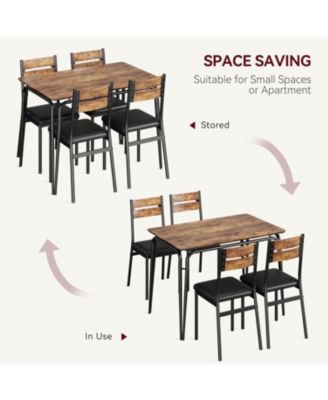5-Piece Dining Table Set Sturdy Wooden Square Table and Chair Breakfast Table Set for 4 Person for Home or Commercial Dining Room