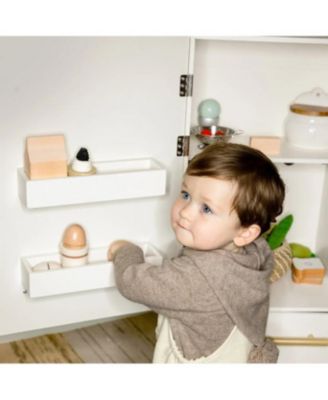 Play Kitchen Accessories – Play Kitchen Fridge: Wooden Cabinet Refrigerator for Kids