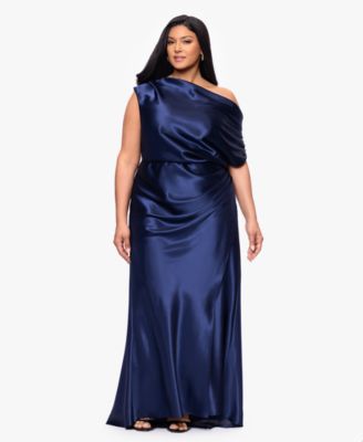 Plus Size Asymmetrical Neck Ball Gown