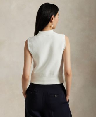 Women's Ribbed Collar Sleeveless Sweater