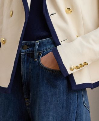 Women's Two-Tone Double-Breasted Peak Lapel Blazer