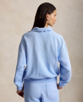 Women's Lightweight Fleece Long-Sleeve Polo Sweatshirt