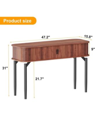 47" Entryway Table with Fluted Slide Doors, Console Table with Storage Space, Sofa Table Narrow Long for Living Room, Hallway, Front Hall