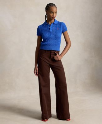 Women's Slim Fit Ribbed Collar Cropped Sweater