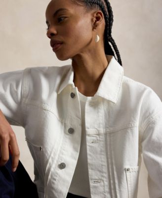 Women's Spread Collar Long-Sleeve Trucker Denim Jacket