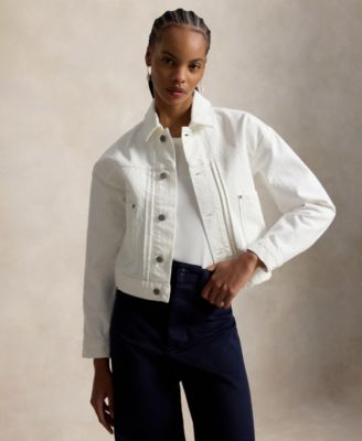 Women's Spread Collar Long-Sleeve Trucker Denim Jacket