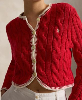 Women's Crewneck Buttoned Placket Cropped Cardigan