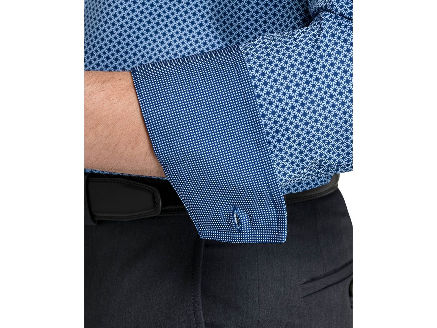 Мужская рубашка ConStruct Performance Stretch Tile Print Dress Shirt, цвет: Тёмно-синий / Белый — фото 4