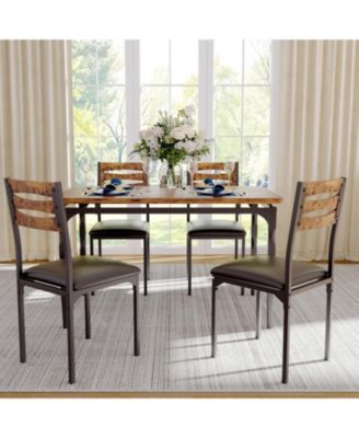5 Piece Dining Table Set Industrial Style Dining Table and Chairs Set for 4 Kitchen Table Set for Dining Room Kitchen Apartment