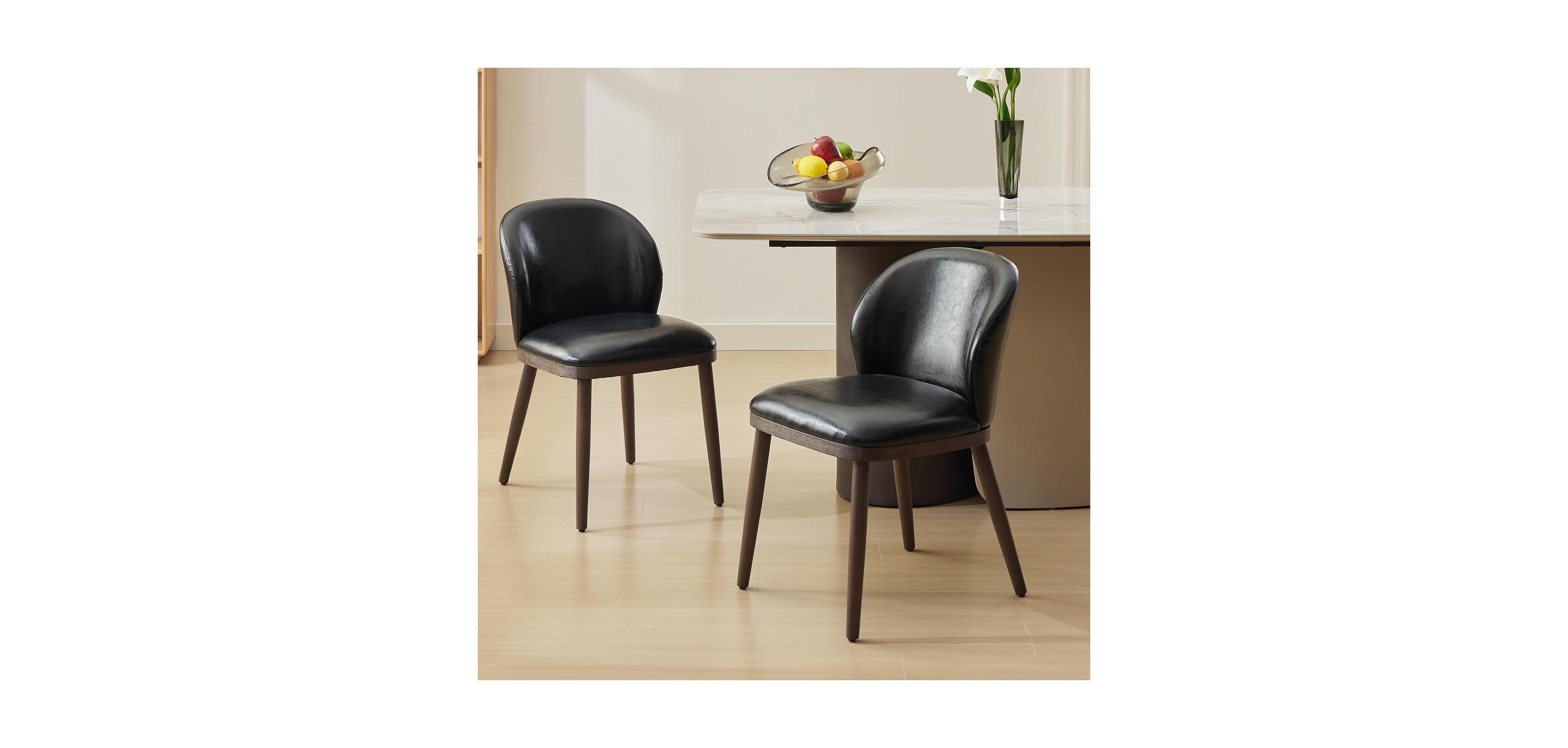 gaomon Set of 2 Modern Upholstered Dining Chairs with Ergonomic Back Support and Wood Legs
