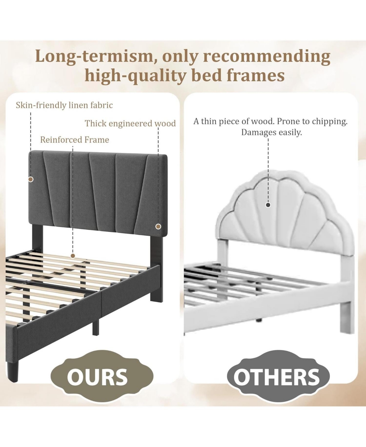 gaomon Twin Xl Upholstered Platform Bed Frame with Adjustable Linen Headboard, Wooden Slats Support, No Box Spring Needed, Easy Assembly