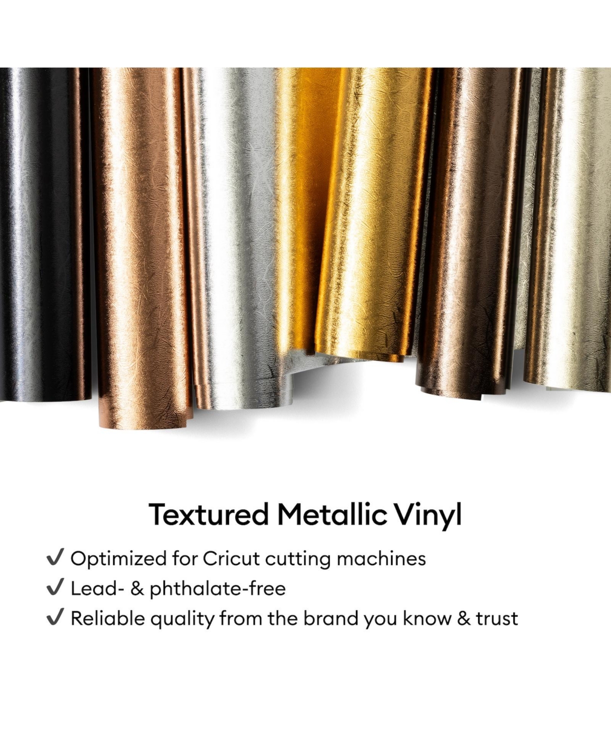 Cricut Textured Metallic Vinyl Permanent, Luxe Sampler - 12 in x 12 in Sheets (6 ct)