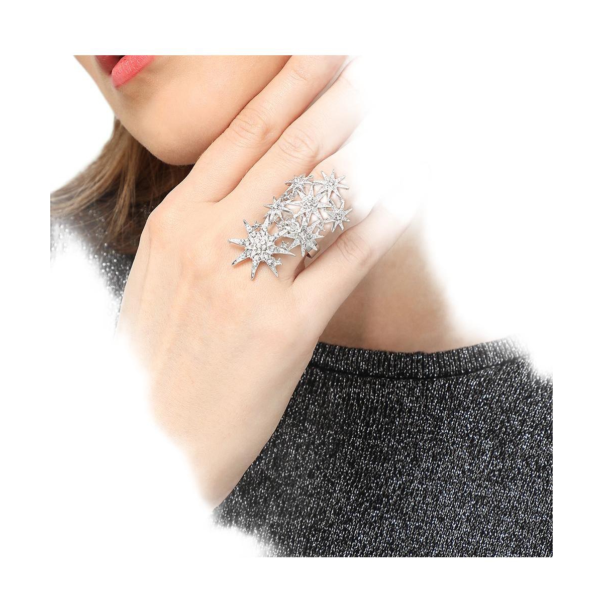 Sohi Women's Silver Celestrial Cocktail Ring