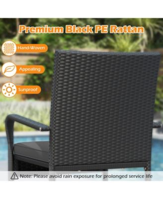 3 Piece Patio Furniture Set Outdoor Wicker Chair & Table Set w/ Seat Cushions