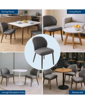 Dining Chair Set of 6, Modern Upholstered Kitchen Chairs with Ergonomic Back Support and Wood Legs
