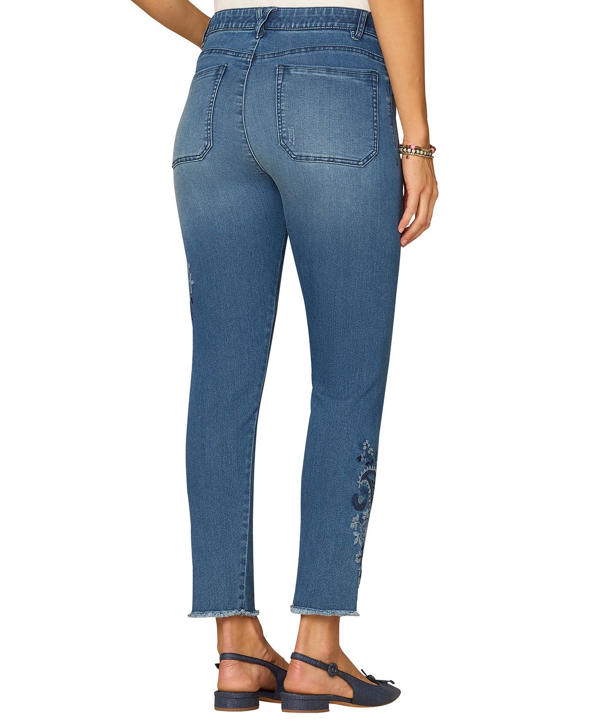 Democracy Women's "Ab"Solution Seamless Paisley Embroidery Jeans view 3 — MAYCSS fashion products