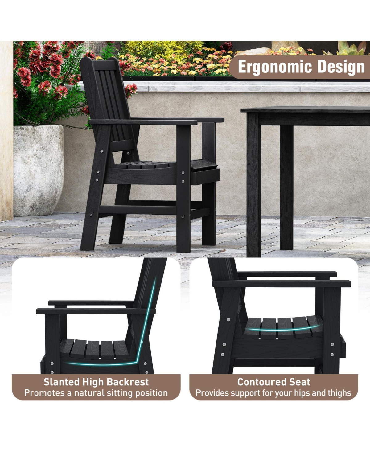 Gymax 7 Pieces Patio Dining Set Outdoor Hdpe Weather Resistant Table & Chairs