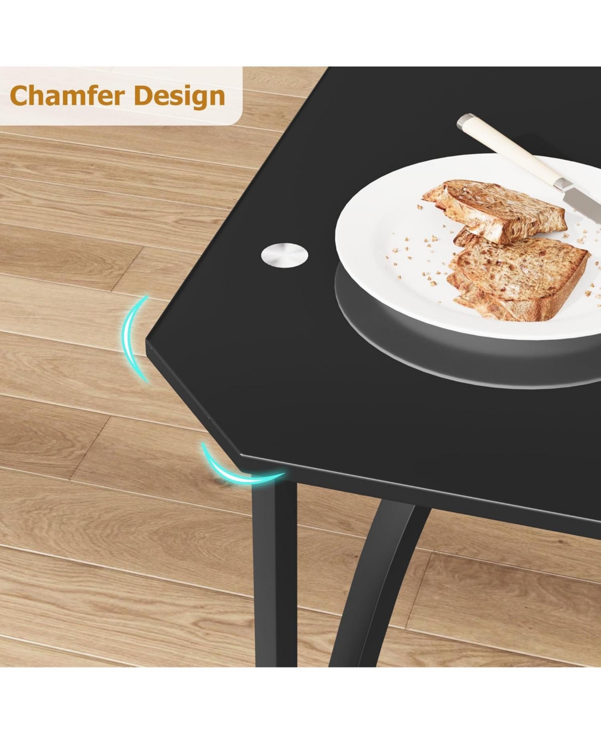 gaomon Glass Dining Table Set for 4, 5 Piece Kitchen Table and Chairs with Chamfer Design and Cushioned Seats for Small Spaces