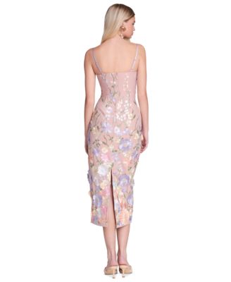 Women's Floral Applique Bustier Midi Dress