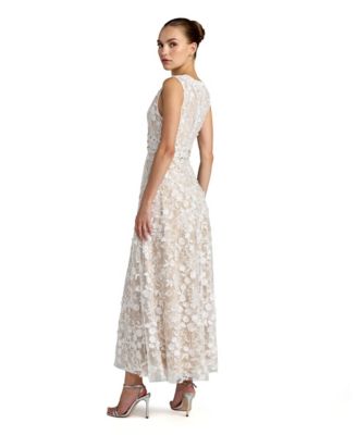 Women's Floral Embroidered High Neck Midi Dress