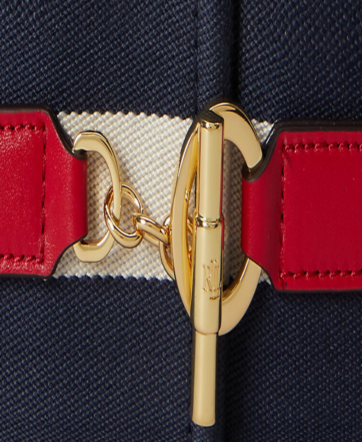 Lauren Ralph Striped Webbed Wide Belt