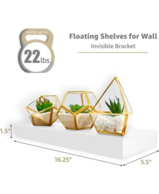 3 Pack 16 Inch  Floating Shelves - for Bedroom, Kitchen, Living Room, Office